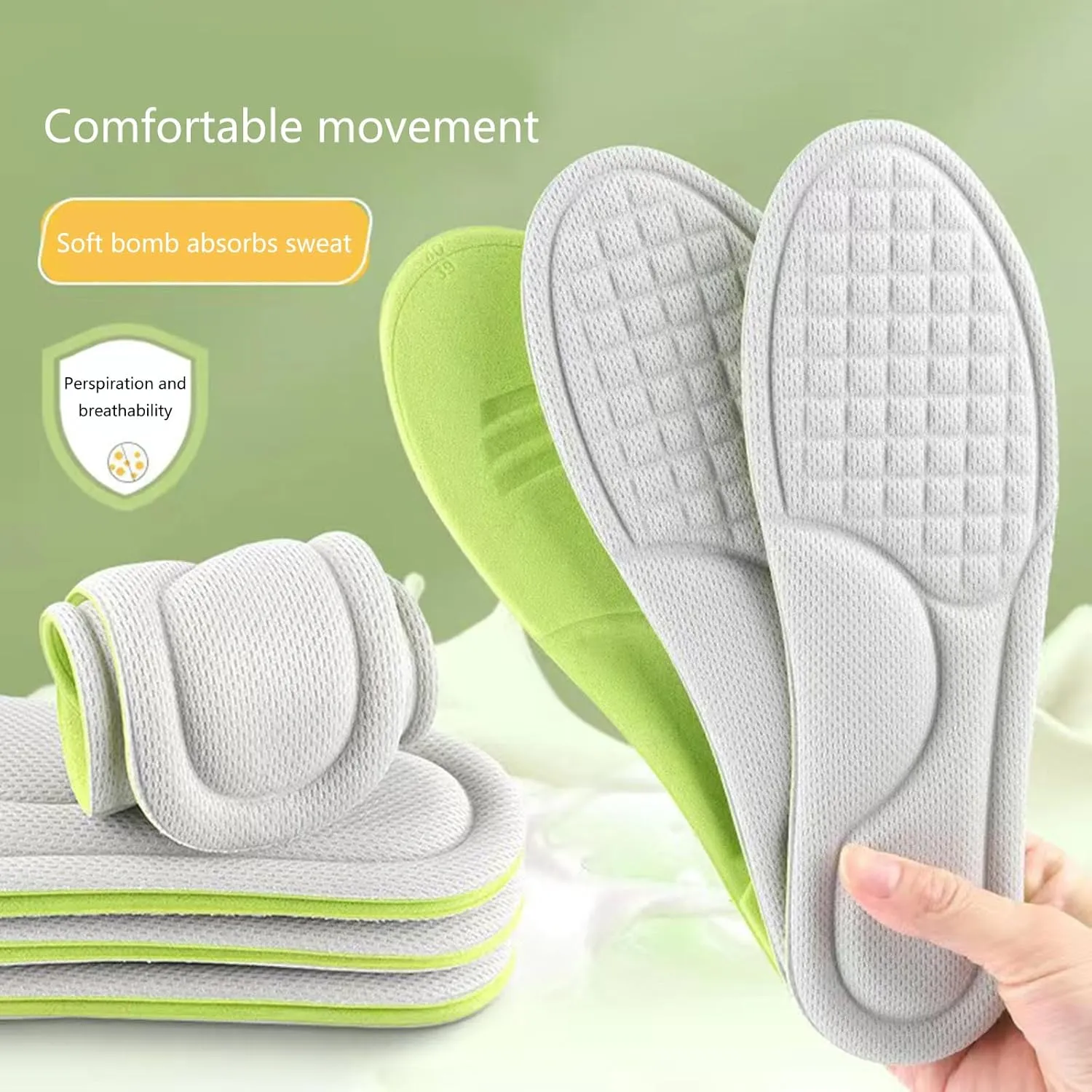 2 Pair Insoles Heel Cushion Pads Men Women Shoes Inserts Memory Foam Arch Support Shock Absorption Nonslip Plantar Heel