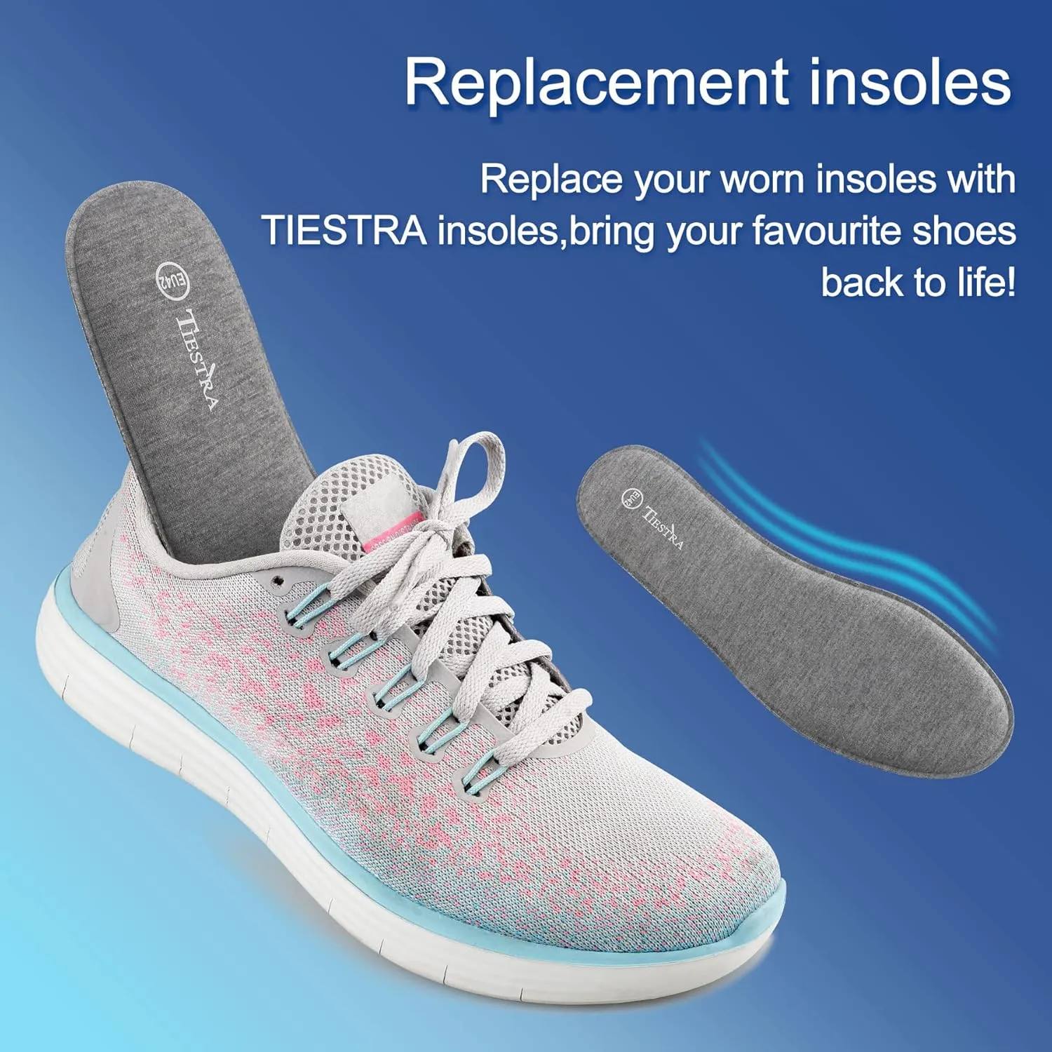 2 Pair -Shoe Inserts for Mens Memory Foam Insoles,Replacement Insoles for Work Boots Running Shoes, Cushion Shock Absorbing for Foot Pain Relief, Comfort Breathable Inner Soles 44EU,US11
