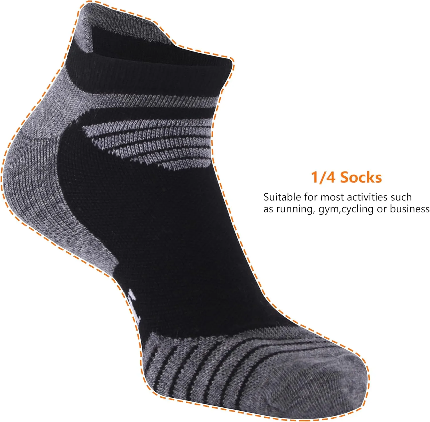 90% Merino Wool Low Cut Athletic Ultra-Light Running Ankle Socks, Tennis Golf Socks for Women & Men