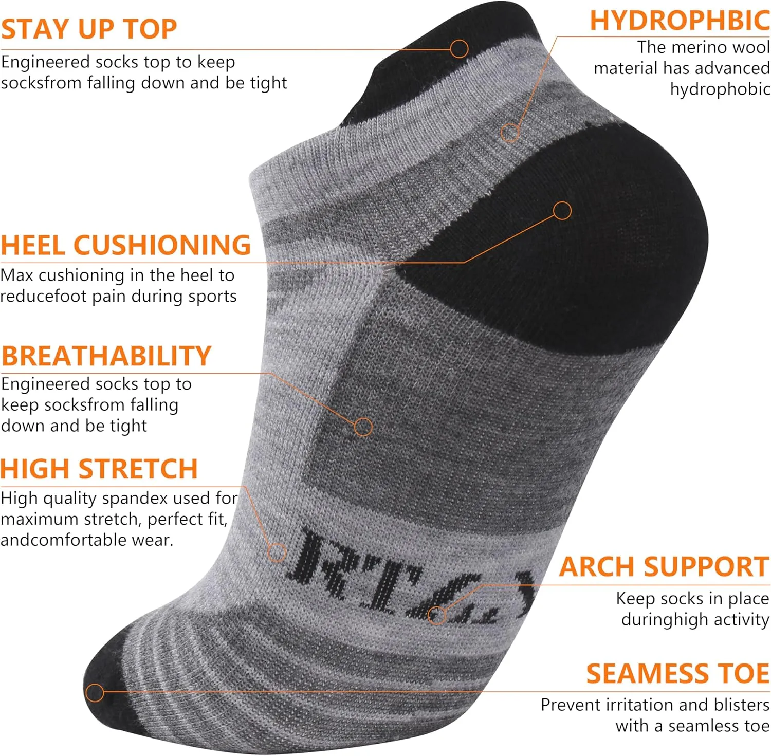 90% Merino Wool Low Cut Athletic Ultra-Light Running Ankle Socks, Tennis Golf Socks for Women & Men
