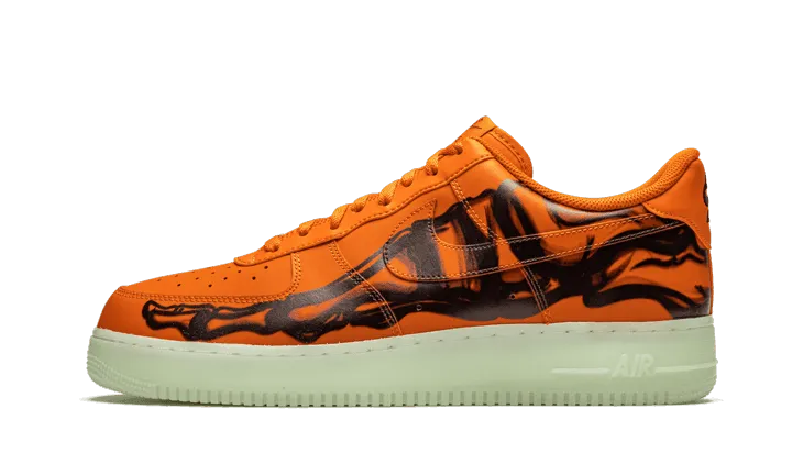 Slip-On Comfort Air Force 1 Low Orange Skeleton Halloween (2020)