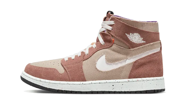 Air Jordan 1 High Zoom Air CMFT Fossil Stone running in a travertine pool area shoes