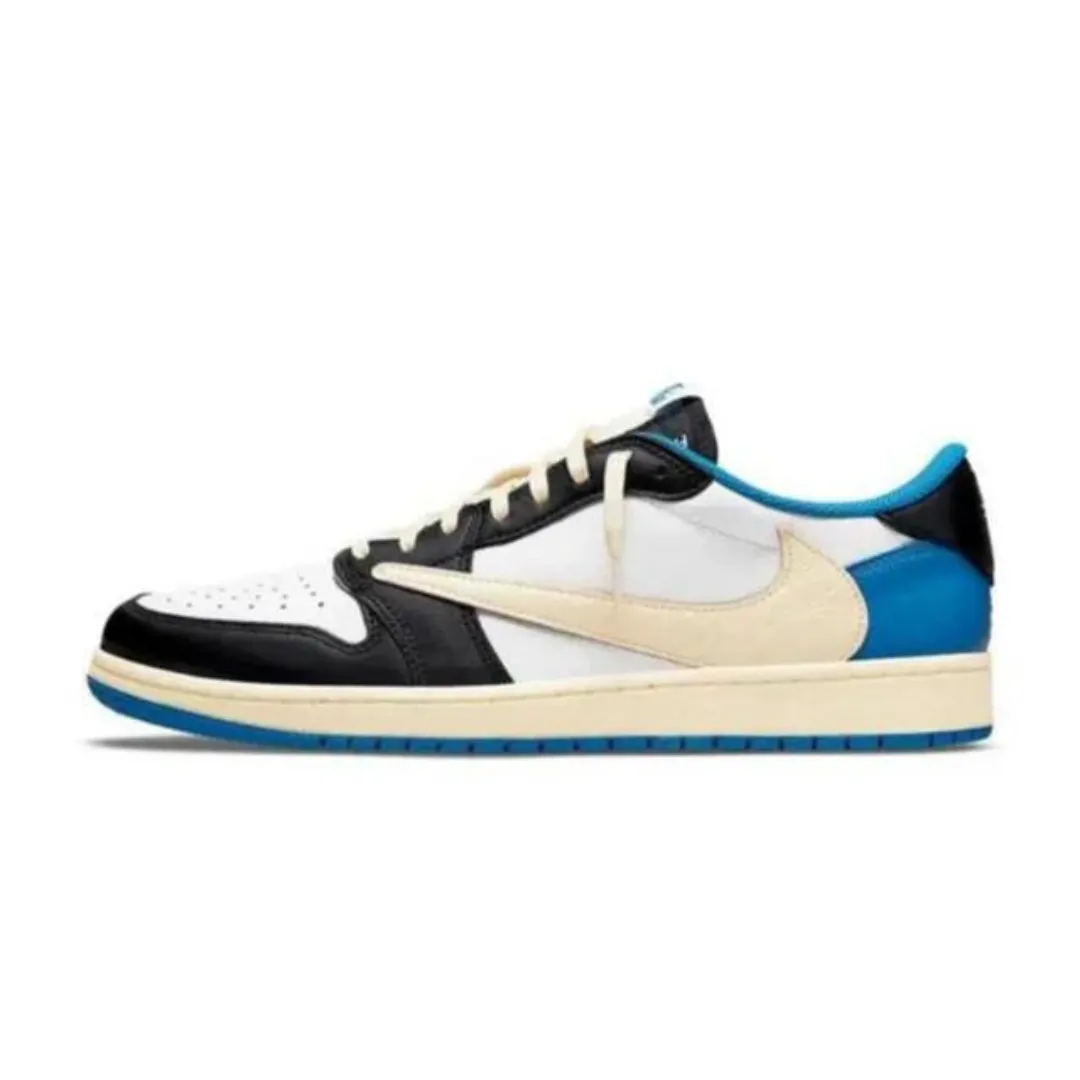 Air Jordan 1 Low Travis Scott x Fragment ultramarathon running shoes padded collar shoes