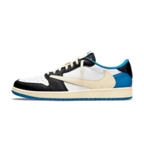 Air Jordan 1 Low Travis Scott x Fragment ultramarathon running shoes padded collar shoes