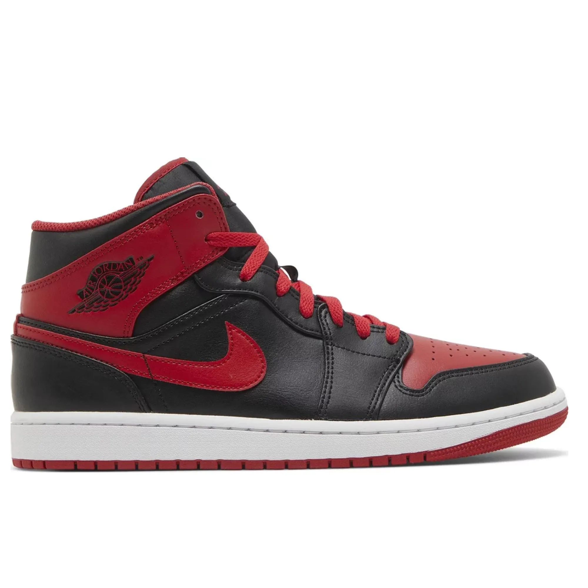 Air Jordan 1 Mid Alternate Bred running with a narrow toe box rock - climbing running shoes