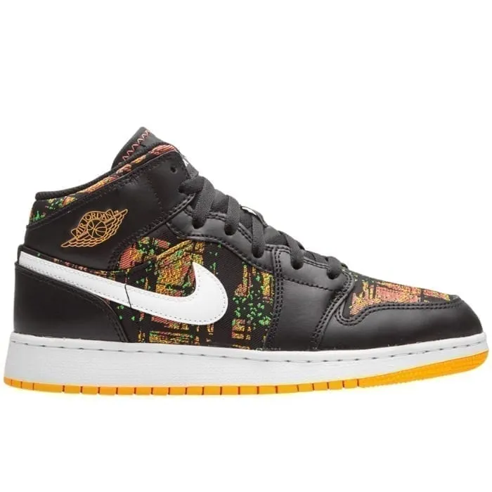 Efficient Support flexible - sole shoes Air Jordan 1 Mid Black Laser Orange Bright Melon (GS)
