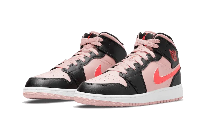 Air Jordan 1 Mid Black Pink Crimson Fashionable Style
