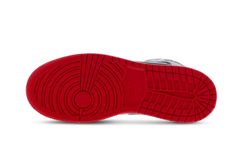 Air Jordan 1 Mid Cement Grey Red Flat Sole