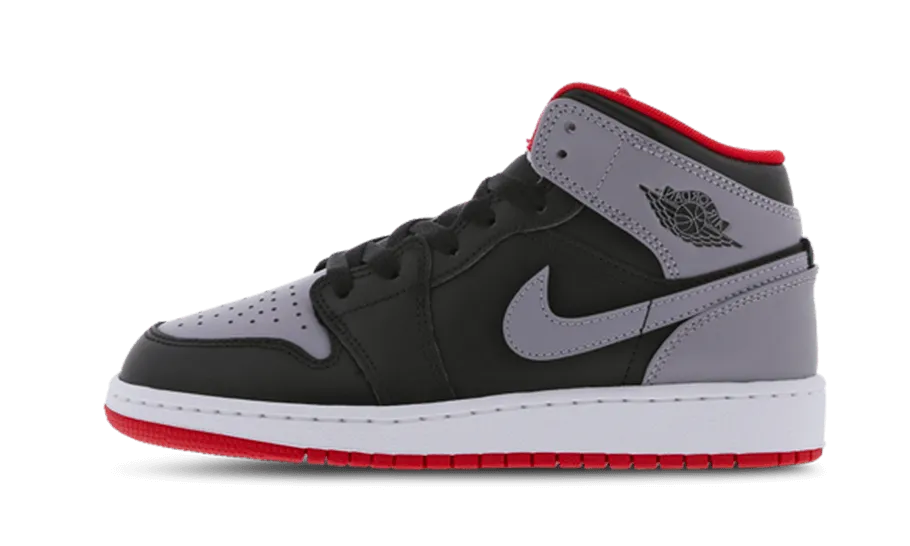 Non Slip Lacing System Air Jordan 1 Mid Cement Grey Red
