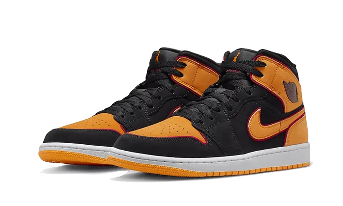 Air Jordan 1 Mid Fat Tongue Black Orange School Ready Soft Sole