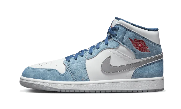 Air Jordan 1 Mid French Blue Fire Red Elastic Lacing System