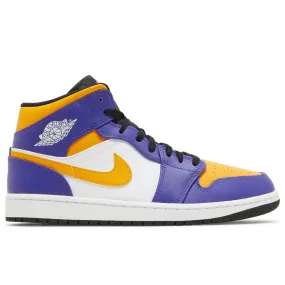 running during a foggy day Air Jordan 1 Mid Lakers (2022)