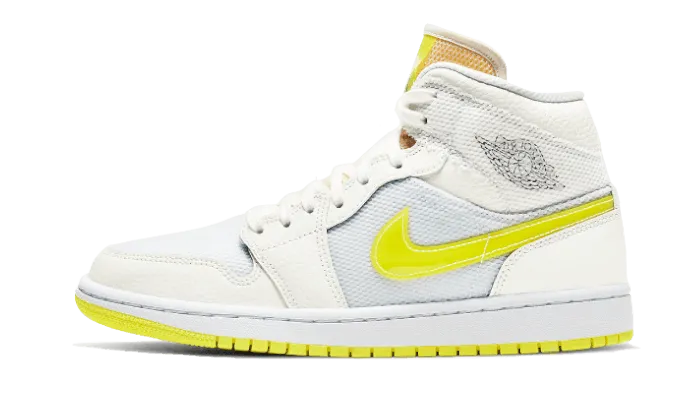 Air Jordan 1 Mid SE Voltage Yellow Perforated Toe Box Back Tab