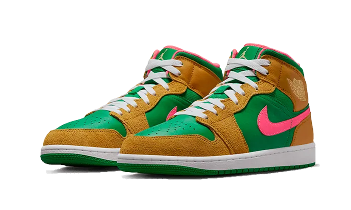 Air Jordan 1 Mid Wheat Watermelon Anti microbial Work Day Fit