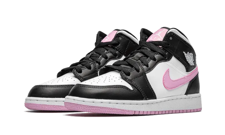 Air Jordan 1 Mid White Black Light Arctic Pink Multi Directional Tread