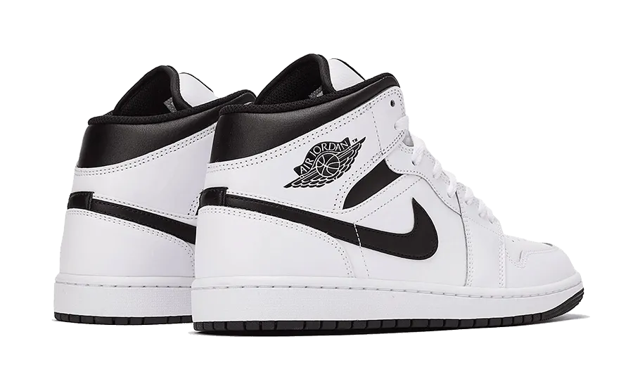 Air Jordan 1 Mid White Black Eco Friendly Insoles Sporty Appearance
