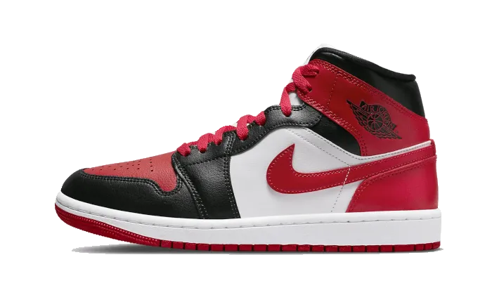 Air Jordan 1 Mid White Bred Toe Synthetic Upper
