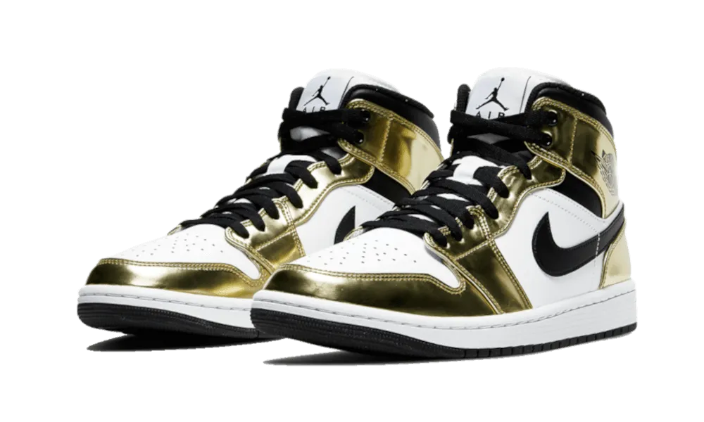 Air Jordan 1 Mid White Metallic Gold Compact Design