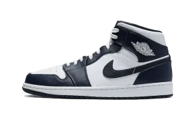 Air Jordan 1 Mid White Metallic Gold Obsidian Recycled Polyester Blend