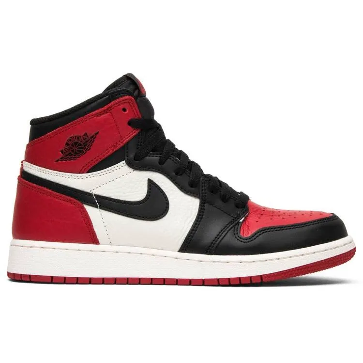 veteran running footwear Lightweight Mesh Air Jordan 1 Retro High Bred Toe (GS)