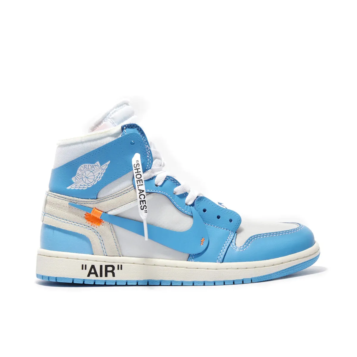 running for team building Air Jordan 1 Retro High Off White University Blue