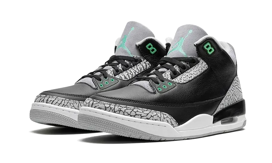 Heel Counter Support ReinforcedToe Air Jordan 3 Retro Green Glow