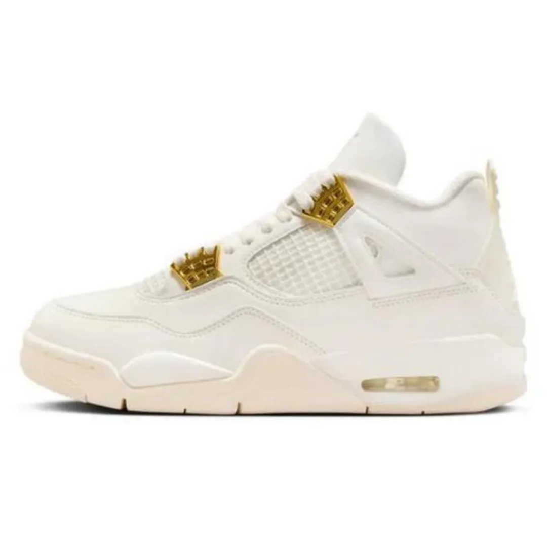 Air Jordan 4 'Metallic Gold' odor - resistant treatment shoes Night running safety