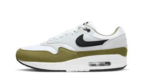 Air Max 1 White Black Medium Olive Multi Directional Flex Grooves Engineered Knit Zone