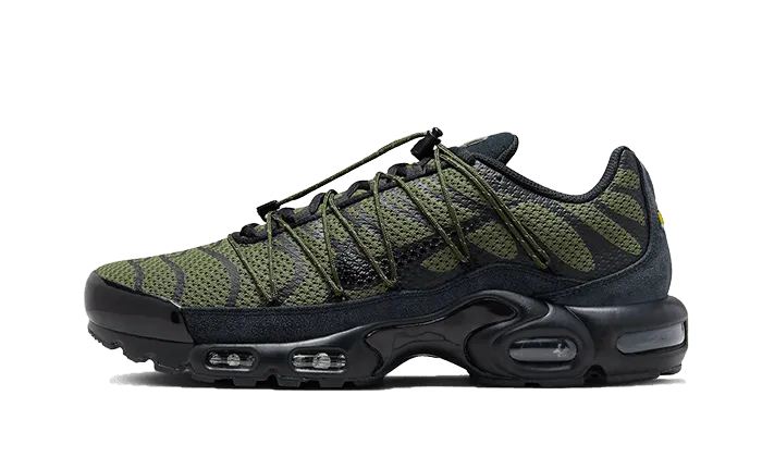 Air Max Plus Utility Black Olive Flexible Knit Construction Airflow Channeled Sole