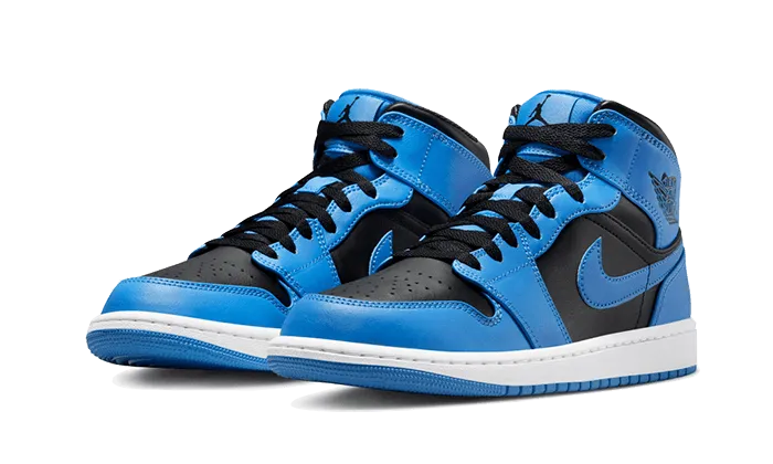Air?Jordan 1 Mid University Blue Black Clean Silhouette