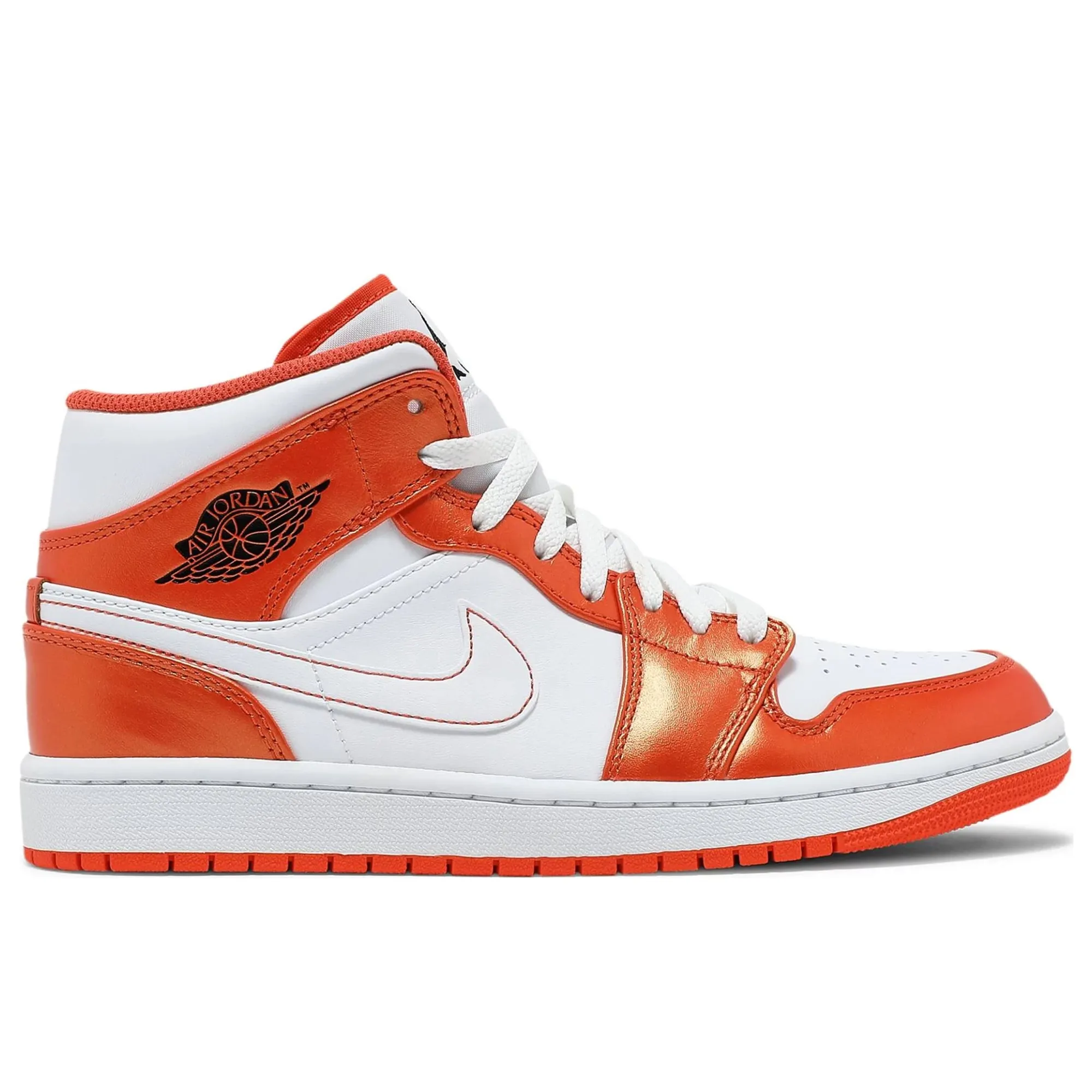 Air Jordan 1 Mid Metallic Orange Ankle support strap running for a way to stay grounded