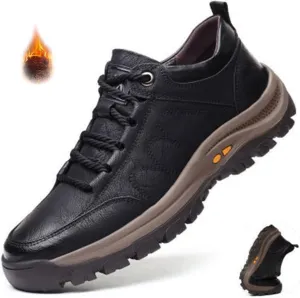 AngryMonkey Men Hiking Shoes Arch Support Anti-Fatigue Anti Slip Shock-Absorbing Outdoor Snow Warm Running Boots,Large Sizes 6 to 13 (Black&Cotton,12.5,Men,12.5)