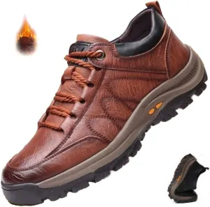 AngryMonkey Men Hiking Shoes Arch Support Anti-Fatigue Anti Slip Shock-Absorbing Outdoor Snow Warm Running Boots,Large Sizes 6 to 13 (Brown&Cotton,12.5,Men,12.5)