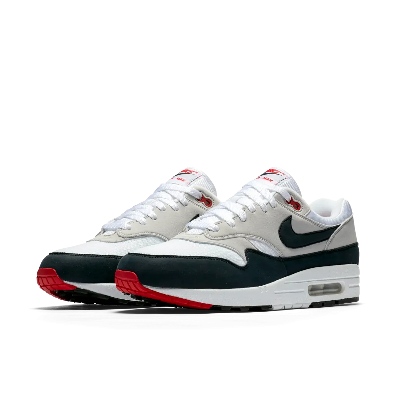 Nike Air Max 1 anniversary (White/Dark/Obsidian) Cushioned Grip Water   Repellent