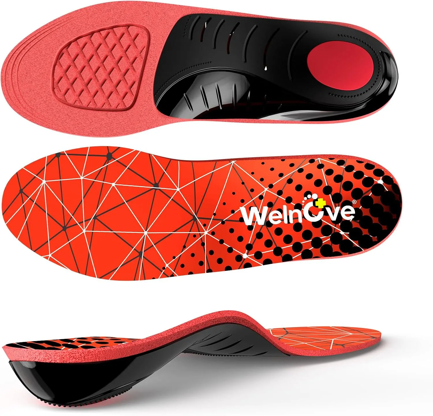 Arch Support Insoles for Plantar Fasciitis - Welnove Ultra Light High Arch Support Inserts - Orthotic Shoe Insole for Heel Pain, Flat Feet,Heel Spurs - Work Boot Insoles for Standing All Day (M)