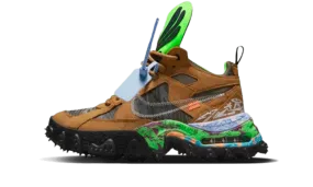 Air Terra Forma Off-White Wheat Green Strike running in a ravine area shoes