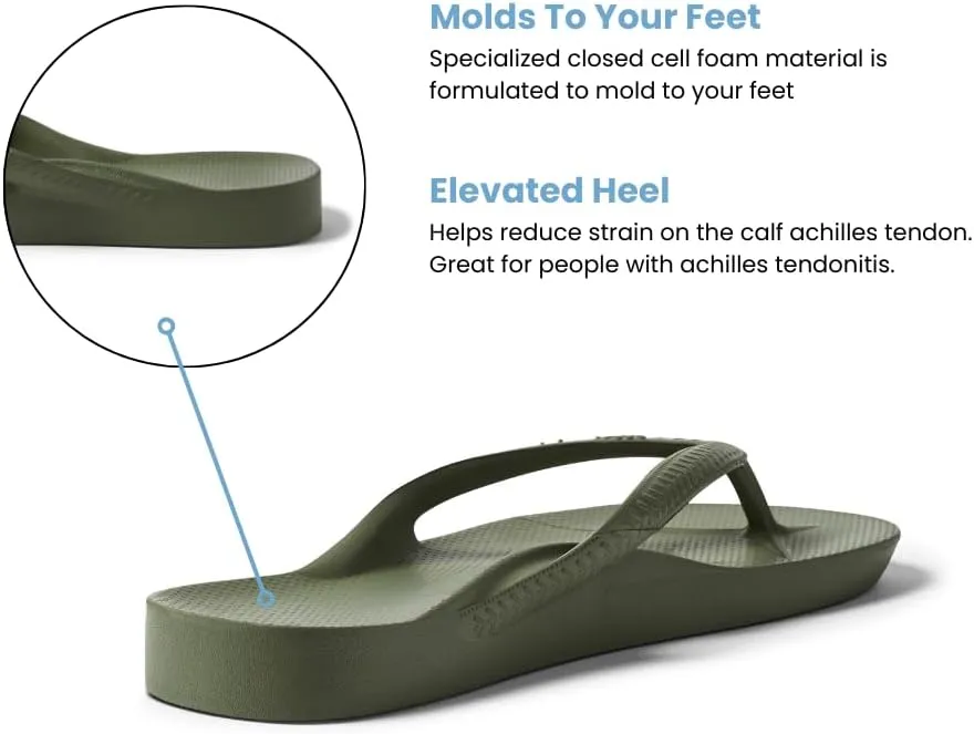 Archies Arch Support Flip Flops for Men & Women  Orthotic Sandals for Plantar Fasciitis Relief  Lightweight, Cushioning, Shock-Absorbing Thong Sandals for Walking, Foot Pain & All-Day Comfort