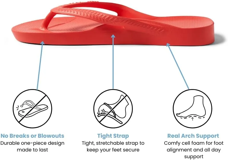 Archies Arch Support Flip Flops for Men & Women  Orthotic Sandals for Plantar Fasciitis Relief  Lightweight, Cushioning, Shock-Absorbing Thong Sandals for Walking, Foot Pain & All-Day Comfort