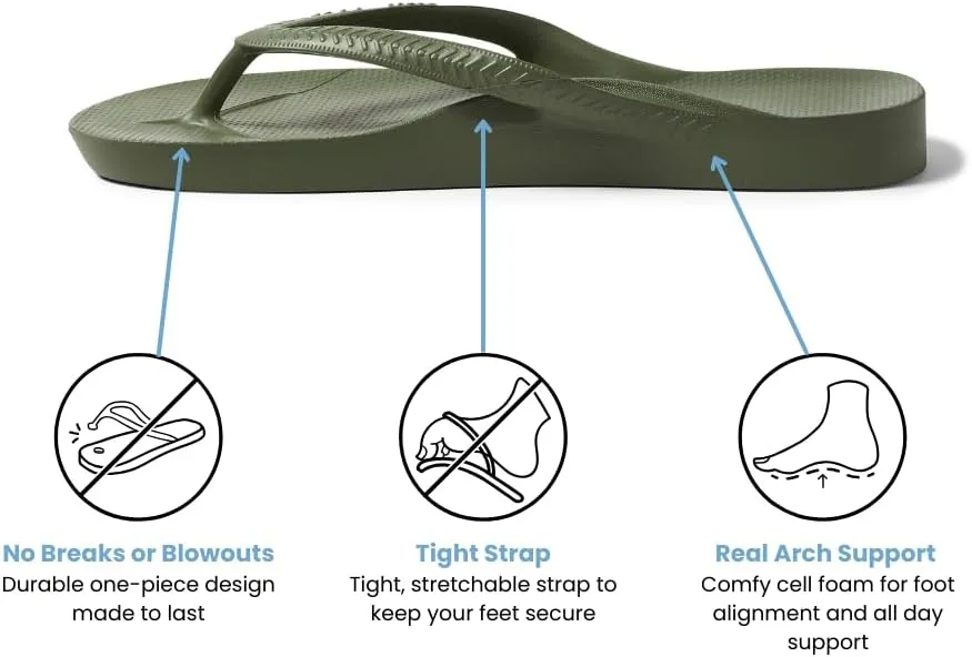 Archies Arch Support Flip Flops for Men & Women  Orthotic Sandals for Plantar Fasciitis Relief  Lightweight, Cushioning, Shock-Absorbing Thong Sandals for Walking, Foot Pain & All-Day Comfort