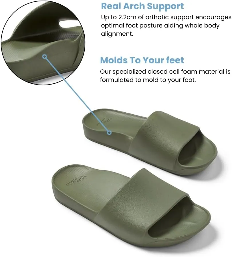 Archies Arch Support Slides  Orthotic Recovery Sandals for Plantar Fasciitis Relief, Foot Pain & Heel Pain  Lightweight, Cushioned, Shock-Absorbing Slides for Walking, Standing, and All-Day Comfort