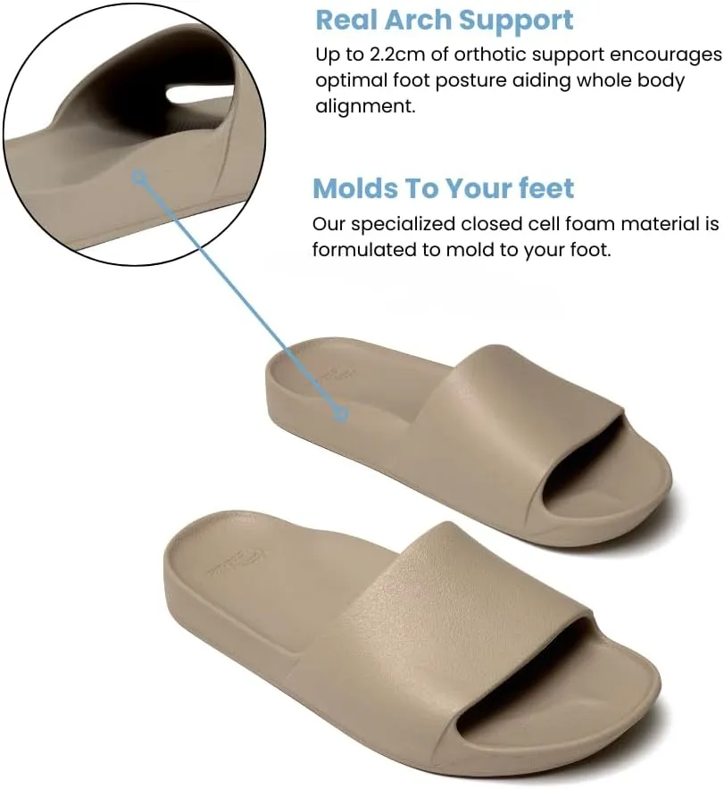 Archies Arch Support Slides  Orthotic Recovery Sandals for Plantar Fasciitis Relief, Foot Pain & Heel Pain  Lightweight, Cushioned, Shock-Absorbing Slides for Walking, Standing, and All-Day Comfort