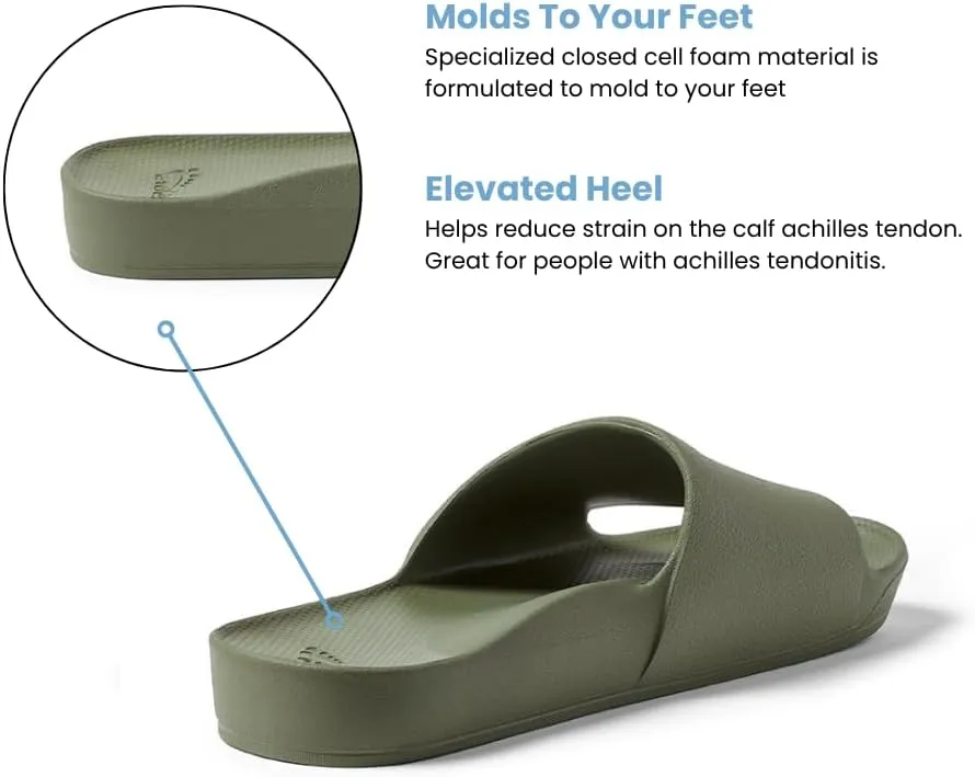Archies Arch Support Slides  Orthotic Recovery Sandals for Plantar Fasciitis Relief, Foot Pain & Heel Pain  Lightweight, Cushioned, Shock-Absorbing Slides for Walking, Standing, and All-Day Comfort