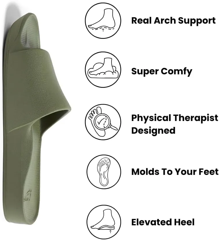 Archies Arch Support Slides  Orthotic Recovery Sandals for Plantar Fasciitis Relief, Foot Pain & Heel Pain  Lightweight, Cushioned, Shock-Absorbing Slides for Walking, Standing, and All-Day Comfort