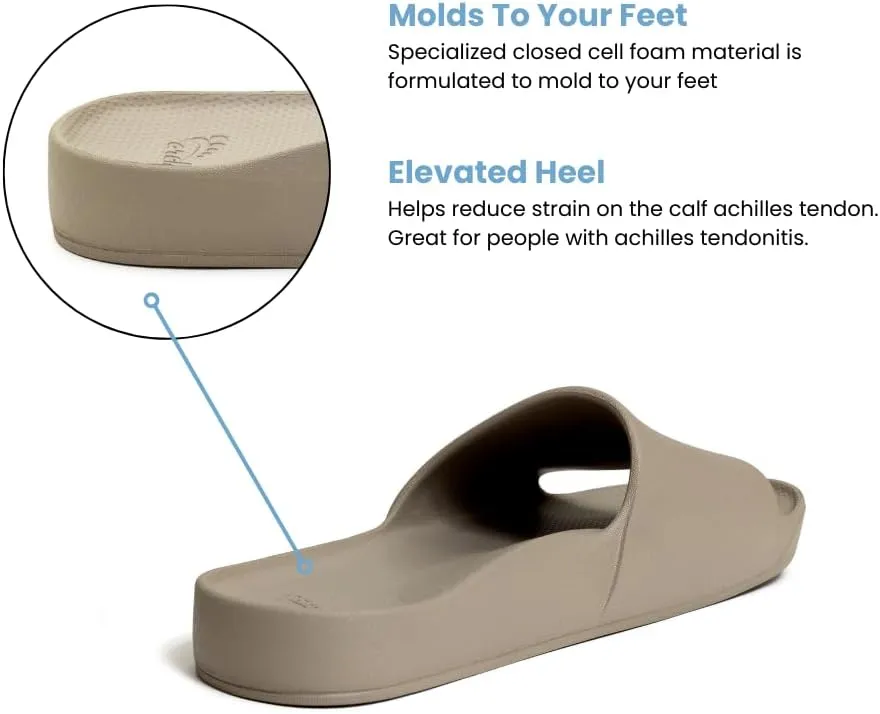 Archies Arch Support Slides  Orthotic Recovery Sandals for Plantar Fasciitis Relief, Foot Pain & Heel Pain  Lightweight, Cushioned, Shock-Absorbing Slides for Walking, Standing, and All-Day Comfort
