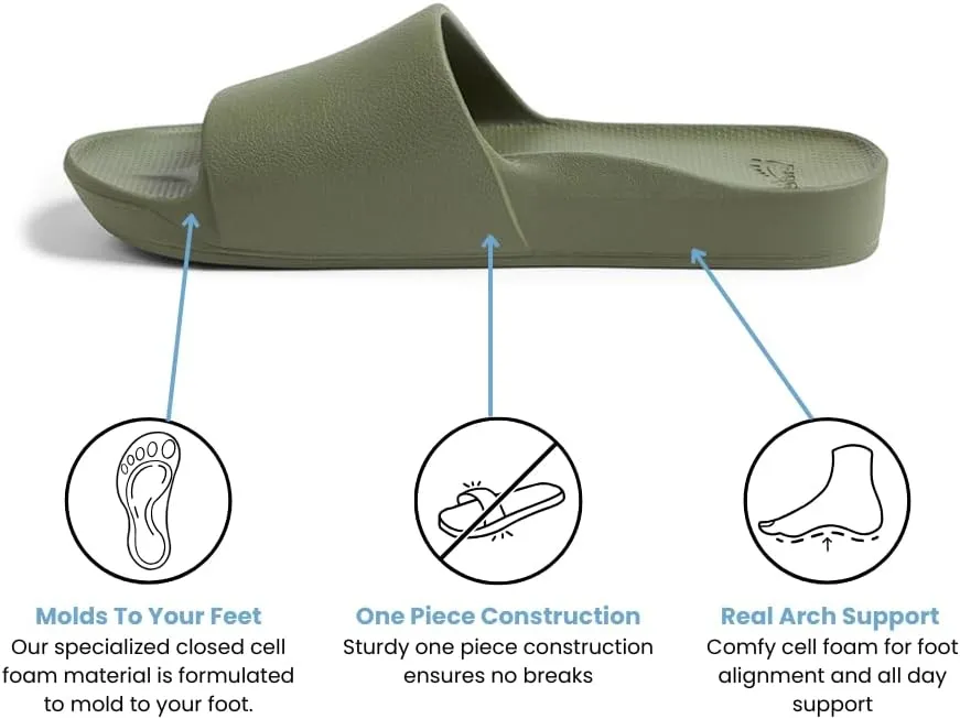 Archies Arch Support Slides  Orthotic Recovery Sandals for Plantar Fasciitis Relief, Foot Pain & Heel Pain  Lightweight, Cushioned, Shock-Absorbing Slides for Walking, Standing, and All-Day Comfort