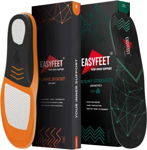 Athletic Sports Insoles Gym Set - Powerlifting and Crossfit Support Insert - Comfort with Extra Strong Arch - Shock Absorbing for Sneakers Running Sport Shoes - Size L (Men 11-12.5/Women 12-13.5)