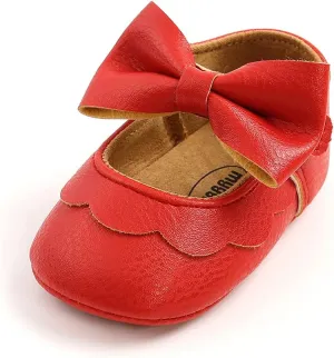 Baby Girls Flat First Walker Bowknot Solid Soft Sole Newborn Girls Princess