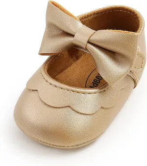 Baby Girls Flat First Walker Bowknot Solid Soft Sole Newborn Girls Princess