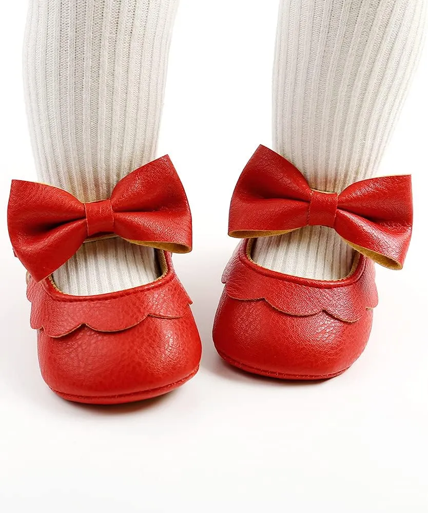Baby Girls Flat First Walker Bowknot Solid Soft Sole Newborn Girls Princess