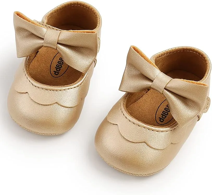 Baby Girls Flat First Walker Bowknot Solid Soft Sole Newborn Girls Princess